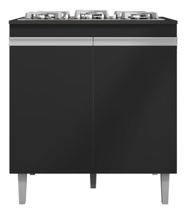 Balcao Com Tampo Cooktop 79 cm 2 Portas Andreia Preto REAJL