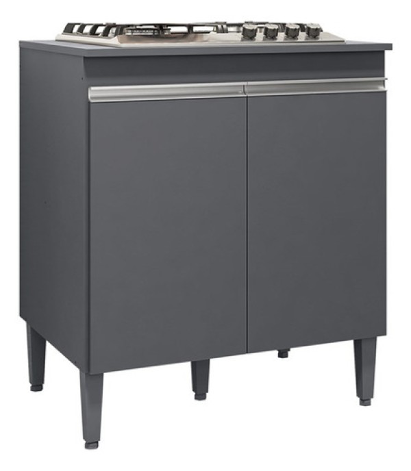 Encontraproduto.com.br - Balcao Com Tampo Cooktop 79 Cm 2 Portas Andreia Cinza Reajl Cinza