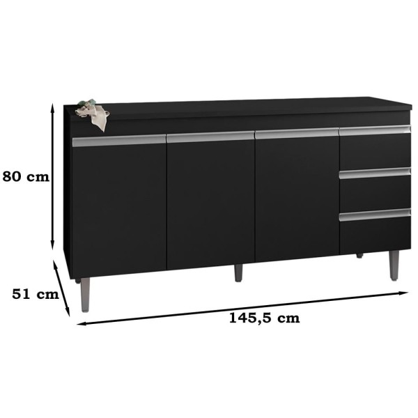 Encontraproduto.com.br - Balcao Com Tampo 150 cm 3 Portas Andreia REAJL