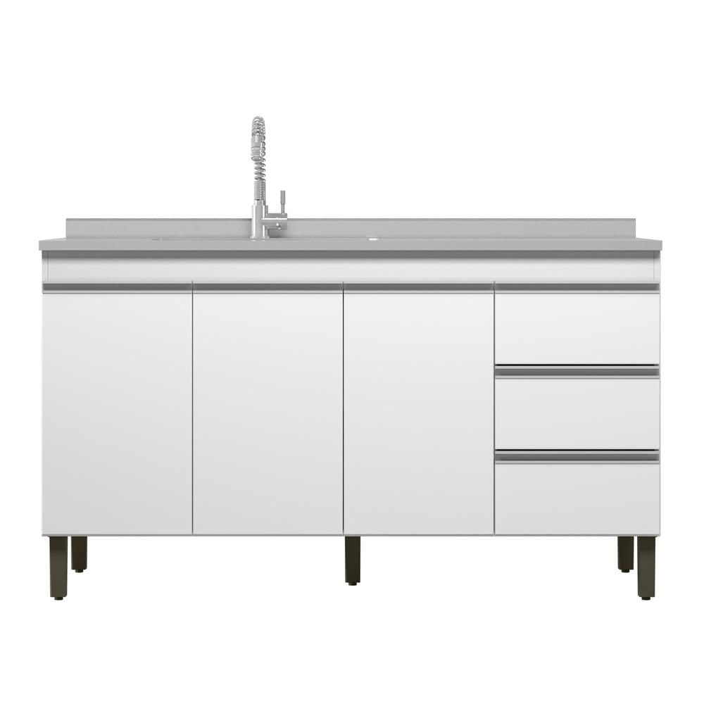 Balcão Pia Sem Tampo 147 Cm 3 Pt e 3 Gv 6300 PLLA