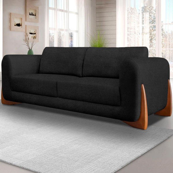 Encontraproduto.com.br - Sofa Jolie 3 Lugares 230cm Pes Boomerang Linho Boucle Ezz
