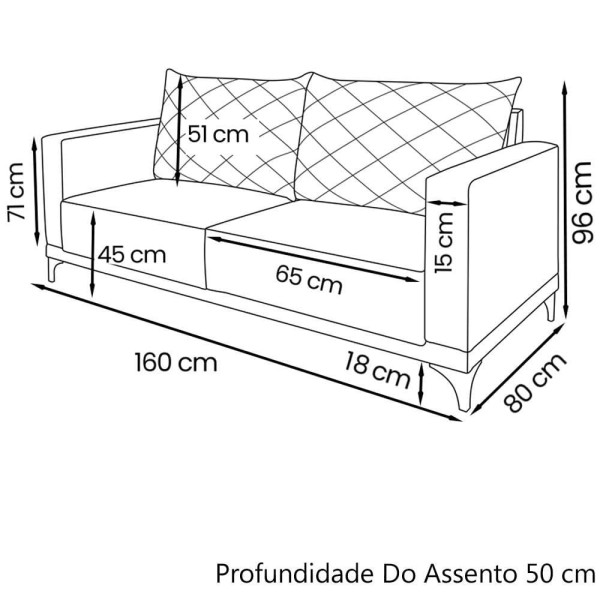 Encontraproduto.com.br - Sofa Living 2 Lugares Nori 160cm Veludo Deluxe Ezz