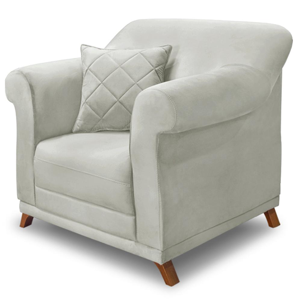 Poltrona Decorativa Retro Polo Com Almofada Veludo Ezz