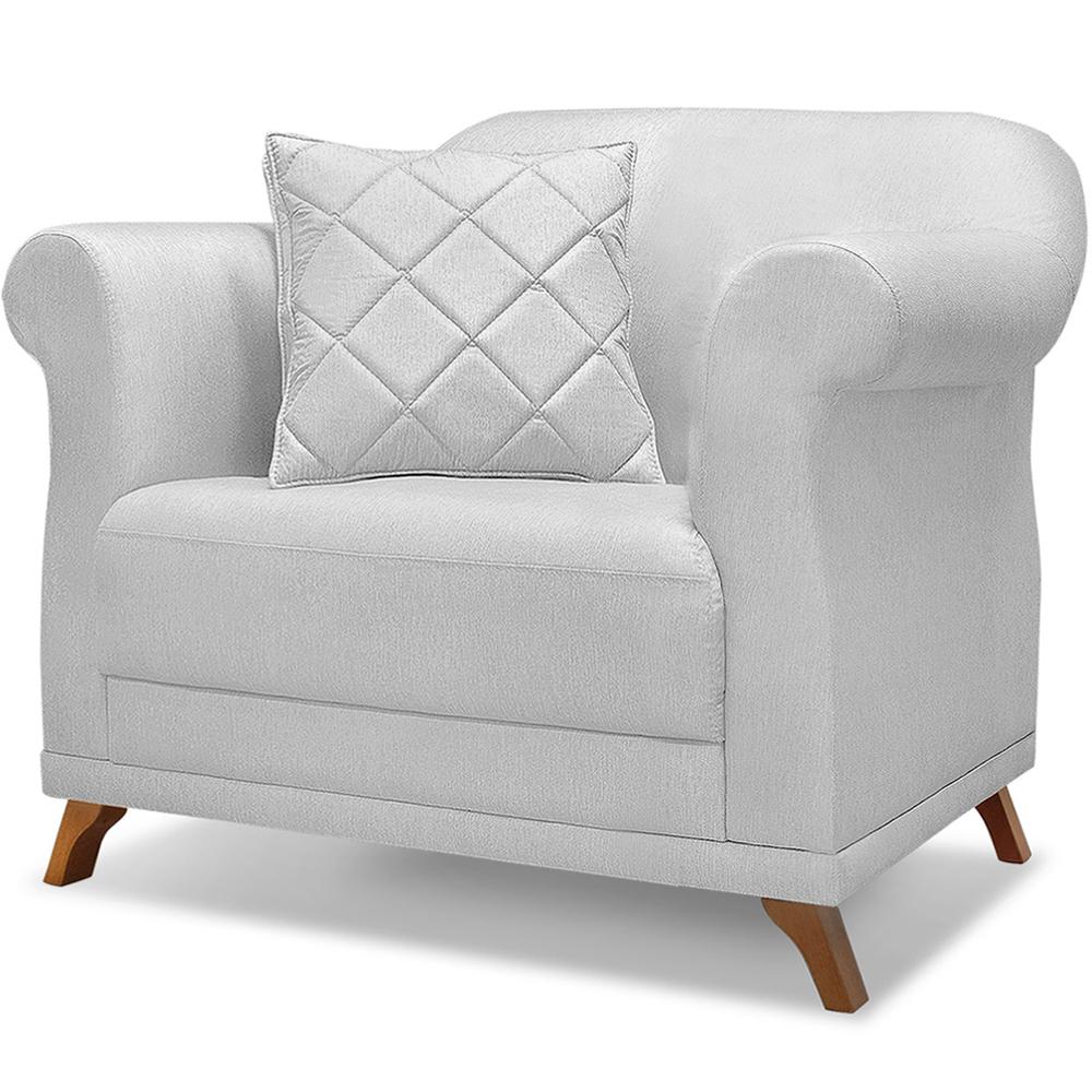 Poltrona Decorativa Retro Polo Com Almofada Linho Ezz