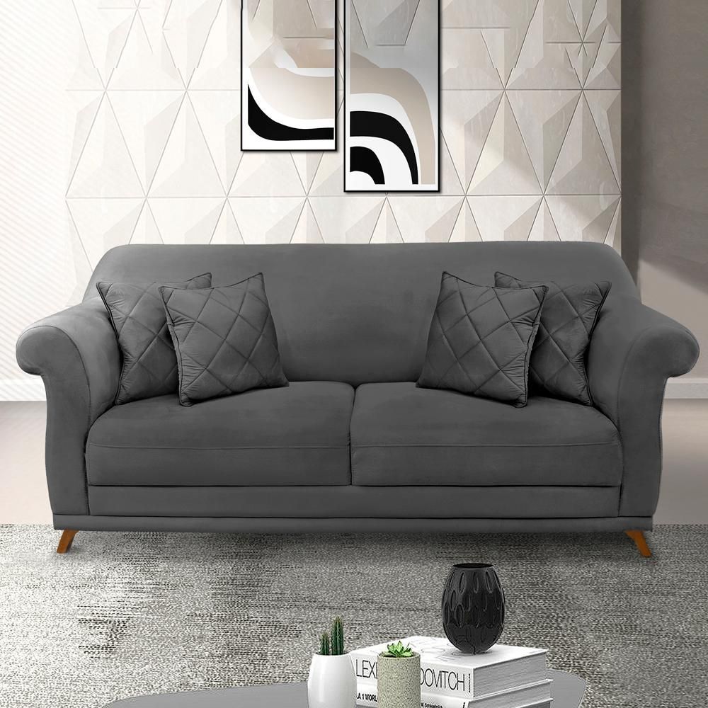 Encontraproduto.com.br - Sofa 2 Lugares Retro Polo 180cm Com Almofada Suede 1104 Ezz 1104