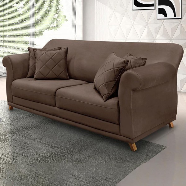 Encontraproduto.com.br - Sofa 3 Lugares Retro Polo 200cm Com Almofada Veludo 2231 Ezz 2231
