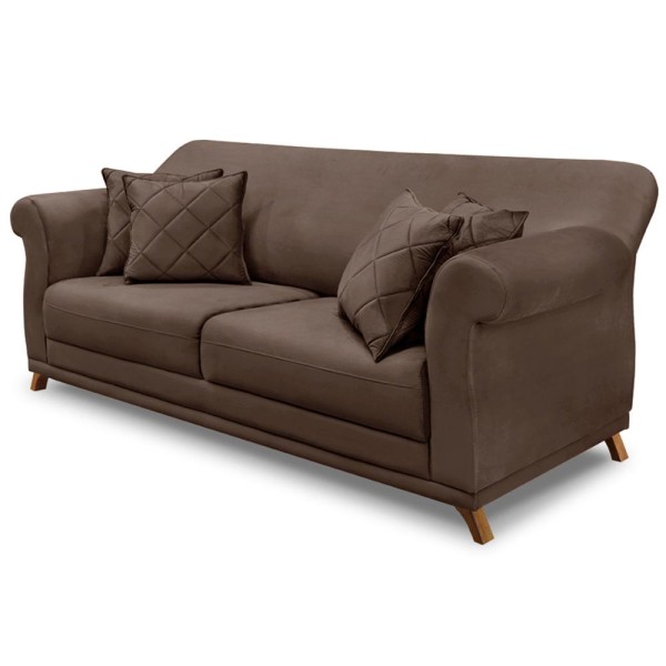 Encontraproduto.com.br - Sofa 3 Lugares Retro Polo 200cm Com Almofada Veludo 2231 Ezz 2231