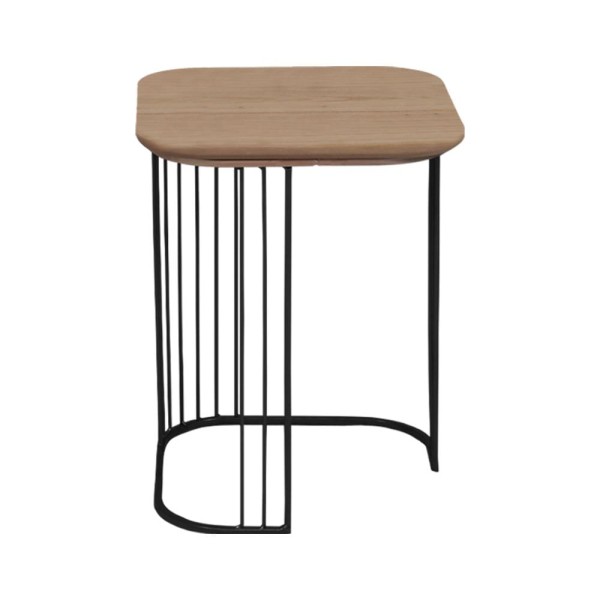Encontraproduto.com.br - Kit 2 Mesa Apoio Lateral Alta E Baixa Amendoa Base Metal Pre