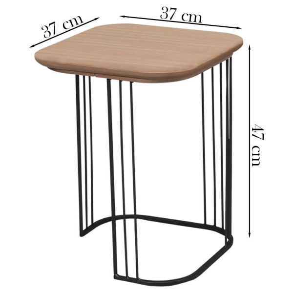 Encontraproduto.com.br - Kit 2 Mesa Apoio Lateral Alta E Baixa Amendoa Base Metal Pre