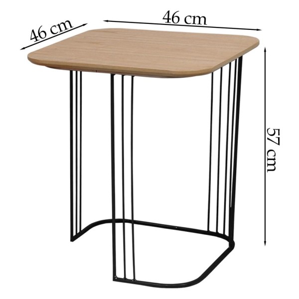 Encontraproduto.com.br - Kit 2 Mesa Apoio Lateral Alta E Baixa Amendoa Base Metal Pre