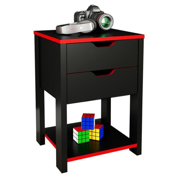 Gaveteiro Gamer 2 Gaveta Me4163 Preto Vermelho Tecno Mobili Preto Vermelho
