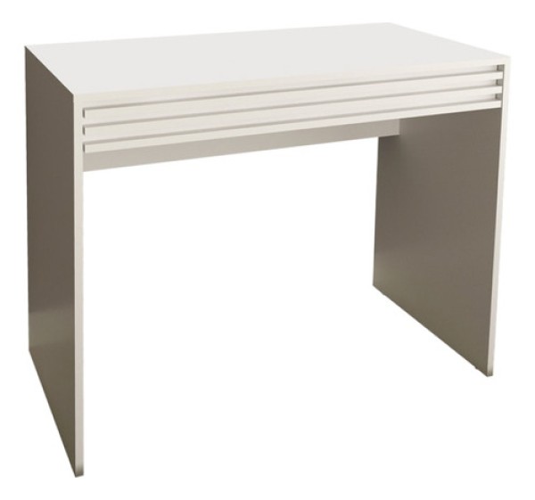 Encontraproduto.com.br - Escrivaninha Mesa Escritorio 1 Gaveta Ripada Me4173 Branco Tecno Mobili Branco