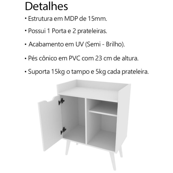 Encontraproduto.com.br - Aparador Balcao Bar Cantinho Do Cafe Multiuso Ap2310 Branco Tecno Mobili Branco