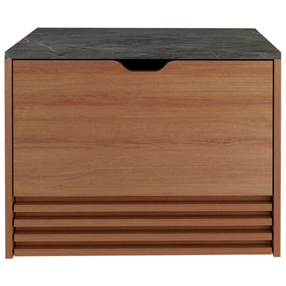 Encontraproduto.com.br - Balcao Gabinete 1 Gaveta Ripada Bn3613 Amendoa Marmore Lunar Tecno Mobili Amendoa Marmore Lunar