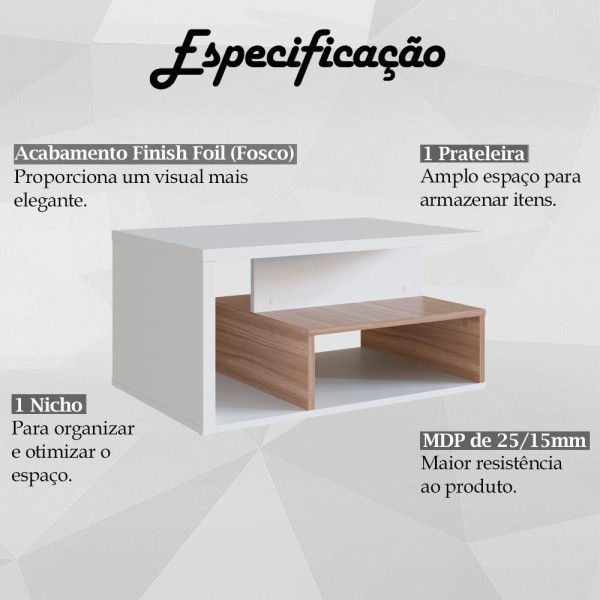 Encontraproduto.com.br - Mesa de Centro 1 Nicho E 1 Prateleira B92 NOVAM
