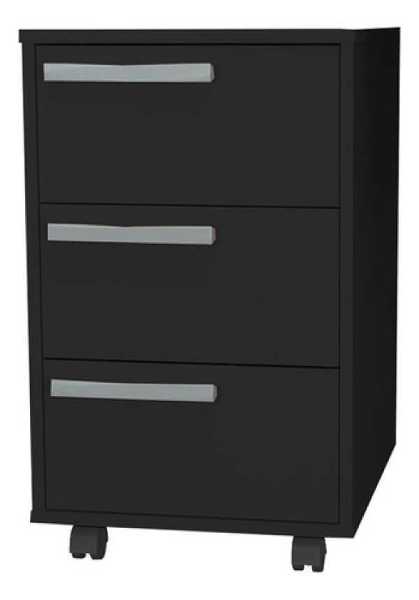 Gaveteiro Para Escritorio Gamer 3 Gavetas E 4 Rodizios Preto B26 Novam Preto