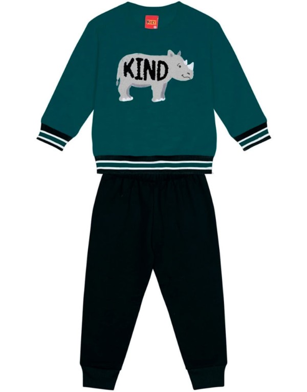 Encontraproduto.com.br - Conjunto Kyly Infantil Menino Inverno com Bordado Rinoceronte Kind 4/8 - 1000113
