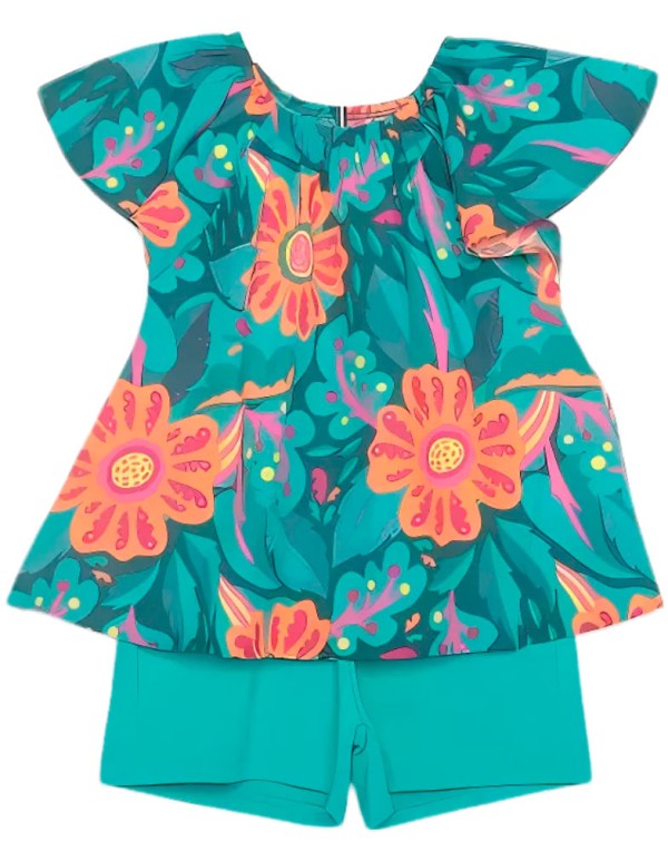 Encontraproduto.com.br - Conjunto Kyly Infantil Menina Verão Estampa Floral 4/8 - 9000819