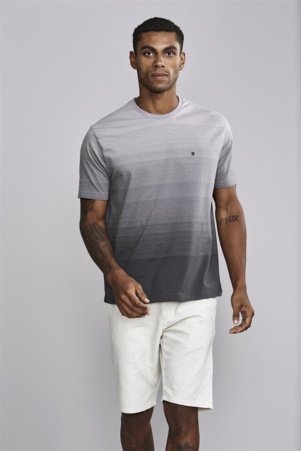 Encontraproduto.com.br - Camiseta Comfort Malha - Cinza Médio / Cinza Escuro