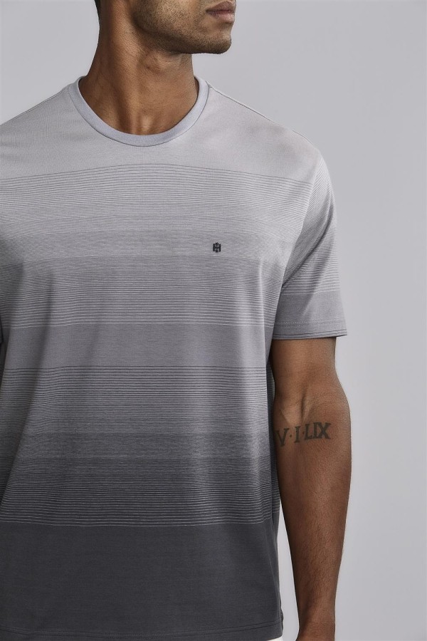 Encontraproduto.com.br - Camiseta Comfort Malha - Cinza Médio / Cinza Escuro