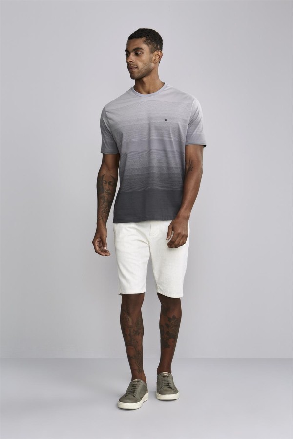 Encontraproduto.com.br - Camiseta Comfort Malha - Cinza Médio / Cinza Escuro