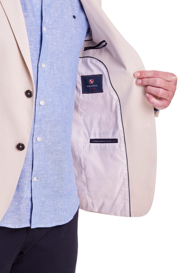 Encontraproduto.com.br - Blazer Alfaiataria Liso Slim Fit - Bege Areia