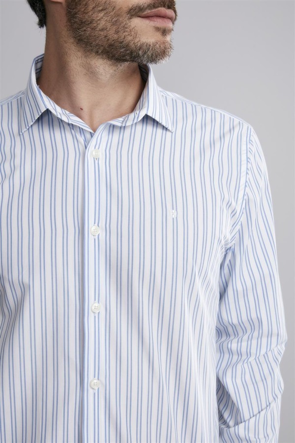 Encontraproduto.com.br - Camisa Manga Longa Comfort Fio Tinto - Azul Claro