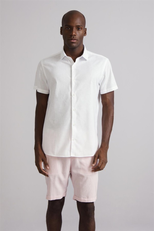 Encontraproduto.com.br - Camisa Manga Curta Slim Fit - Branco