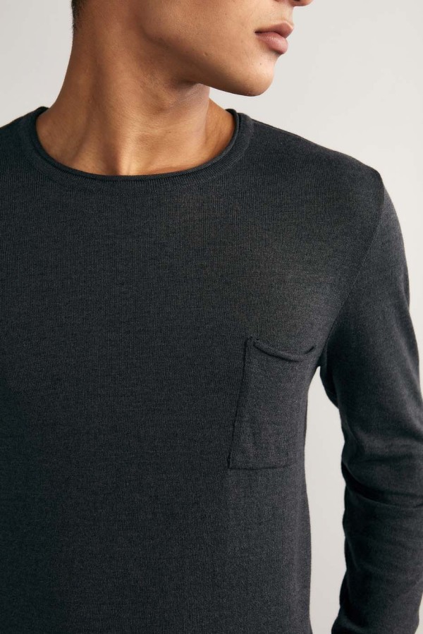 Encontraproduto.com.br - Tricot Gola Careca - Preto