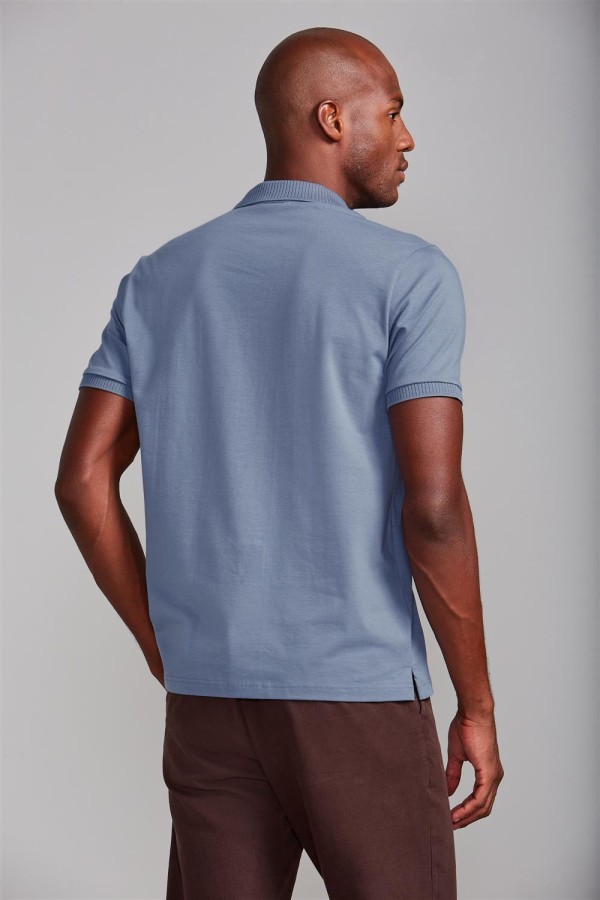 Encontraproduto.com.br - Camisa Polo Malha Comfort - Azul Jeans