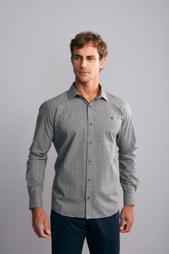 Camisa Manga Longa Fio Tinto Classic Fit - Preto