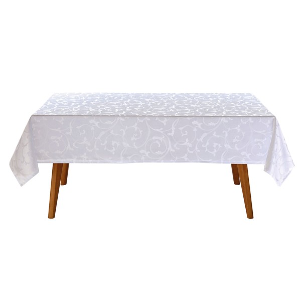 Toalha de Mesa Retangular Döhler Requinte II Arcos Branca 6 Lugares
