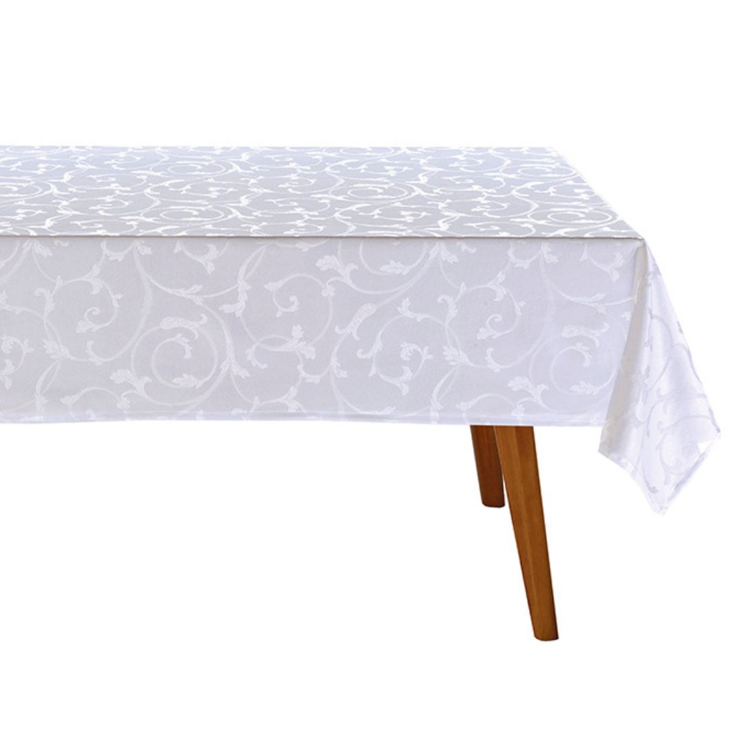 Encontraproduto.com.br - Toalha de Mesa Quadrada Döhler Requinte II Arcos Branca 4 Lugares