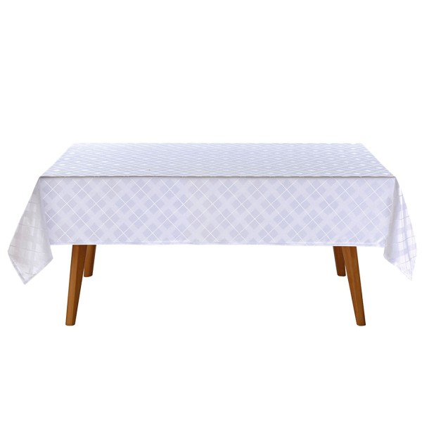 Encontraproduto.com.br - Toalha de Mesa Retangular Döhler Requinte II Branca 6 Lugares