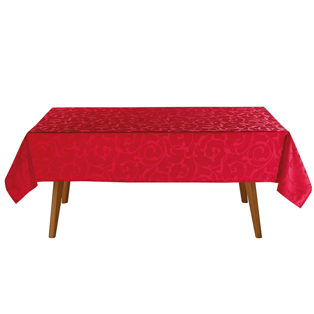 Encontraproduto.com.br - Toalha de Mesa Retangular Döhler Requinte II Arcos Vermelha 8 Lugares