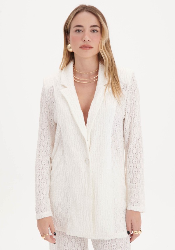 Blazer Alongado de Renda