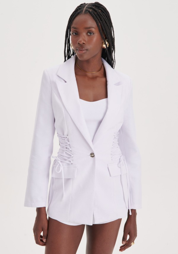 Encontraproduto.com.br - Blazer Alongado Lace Up