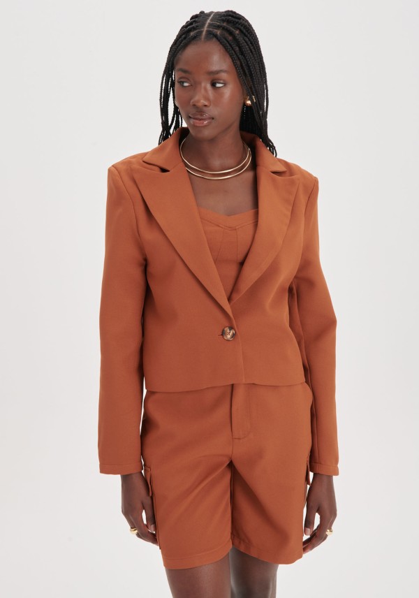 Encontraproduto.com.br - Blazer Curto Alfaiataria