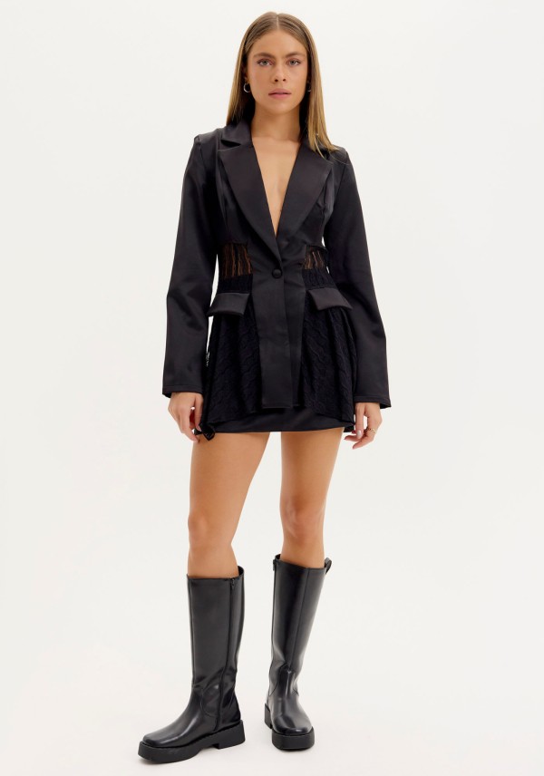 Blazer Alongado com Renda