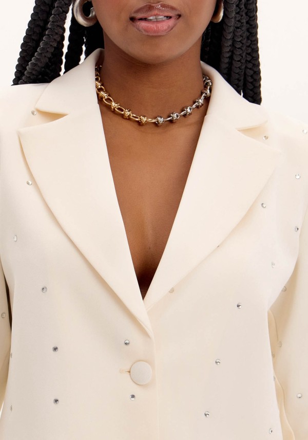 Encontraproduto.com.br - Blazer Cropped com Brilhos