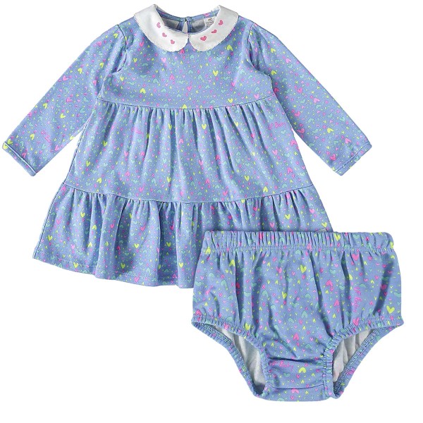 Encontraproduto.com.br - Vestido longo com Calcinha para bebê em suedine Corações - Up Baby