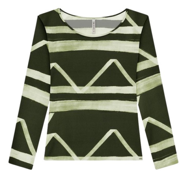 Blusa Lunender Manga Longa Estampa Verde