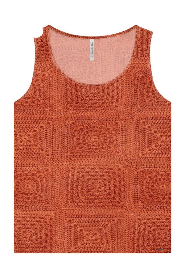 Encontraproduto.com.br - Regata Plus Size Lunender Viscose Laranja