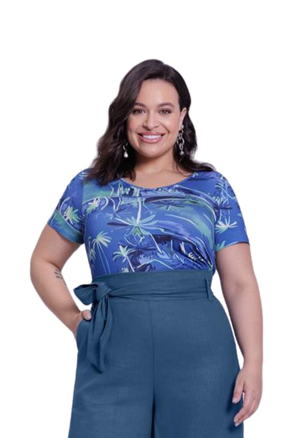 Encontraproduto.com.br - Blusa Plus Size Lunender Viscose Azul
