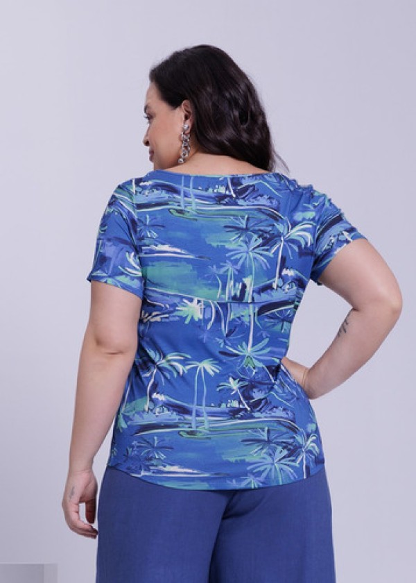 Encontraproduto.com.br - Blusa Plus Size Lunender Viscose Azul