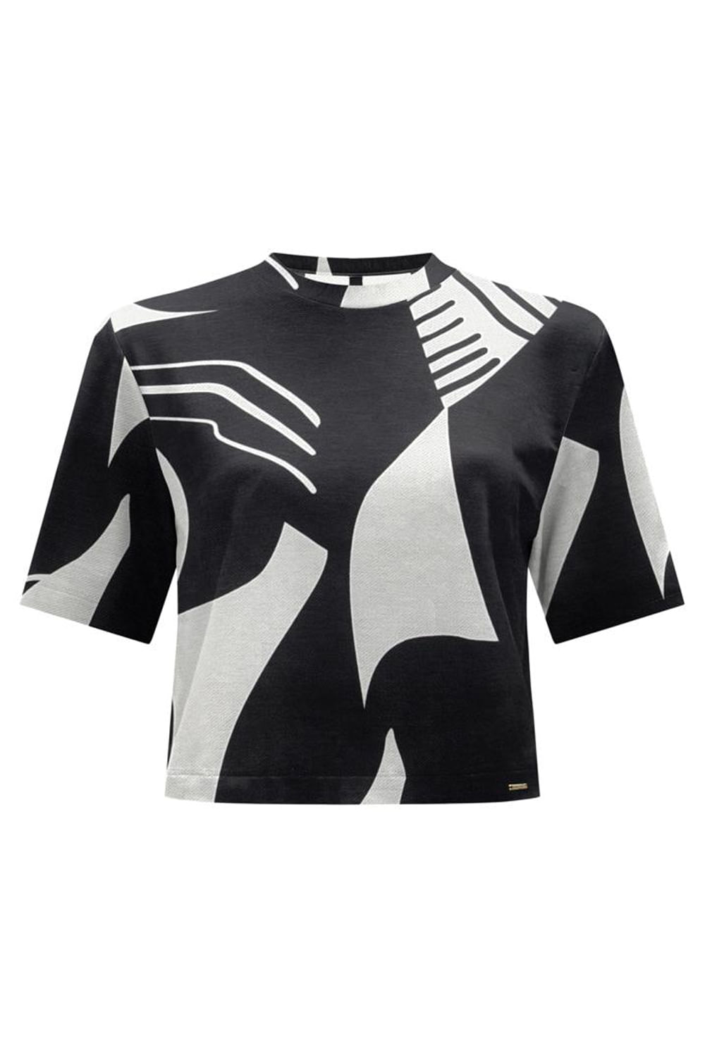 Blusa Cropped Lunender Estampada Preto