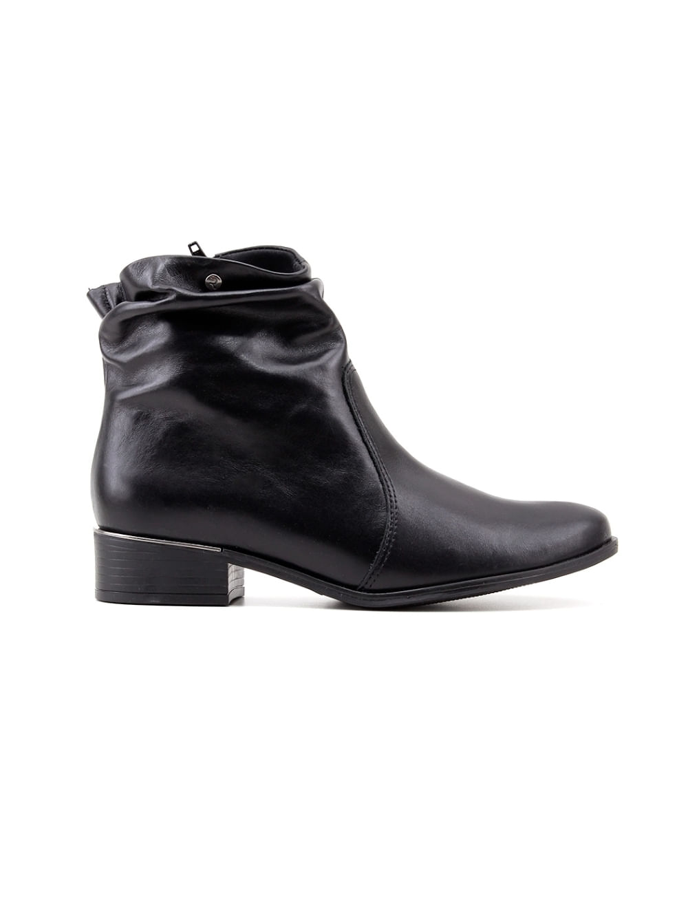Bota Cano Curto Ramarim Slouch 2453103 Couro Preto