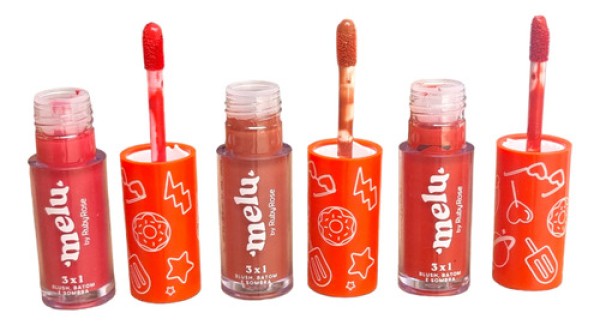 Blush, Batom e Sombra 3x1 Honey Melu Ruby Rose