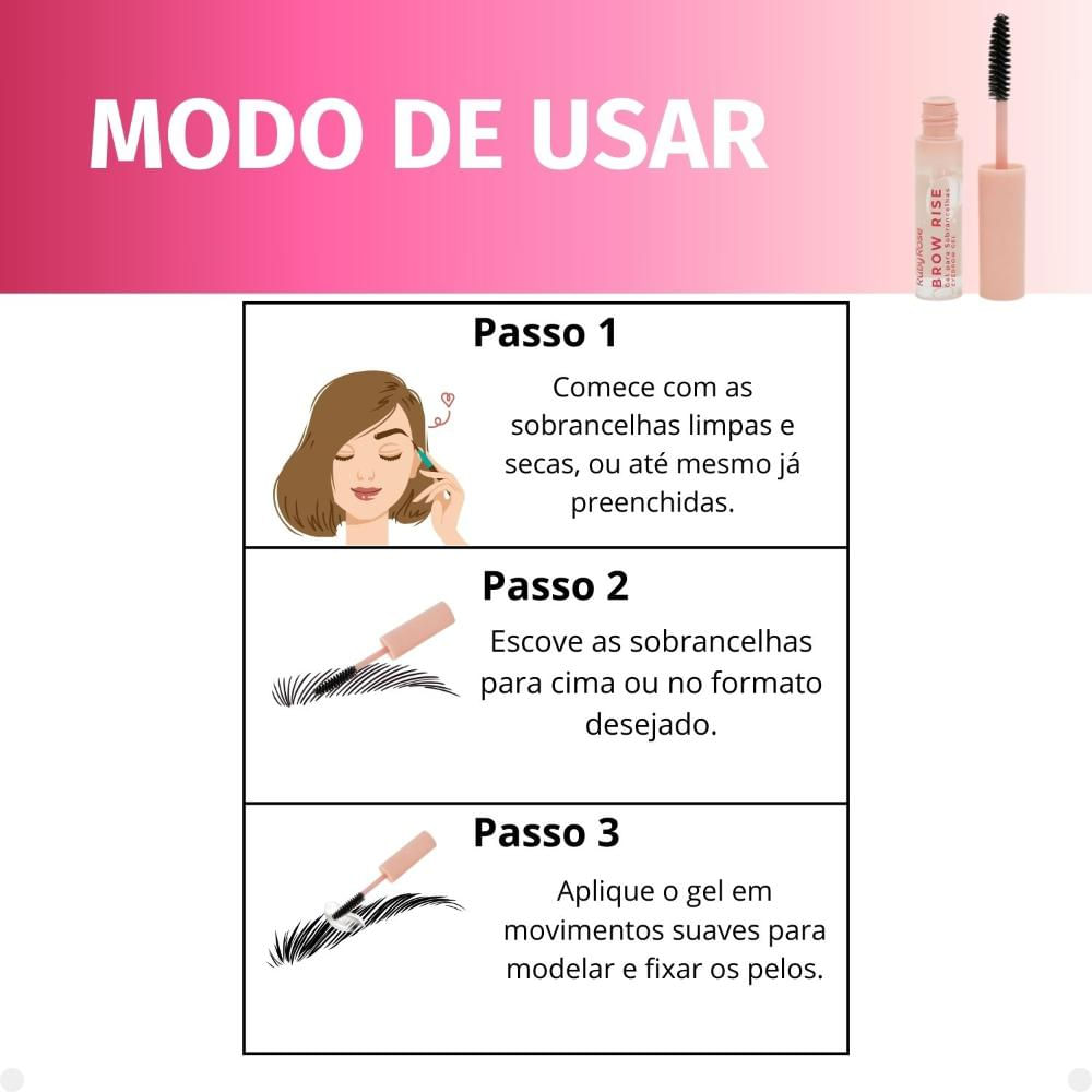 Encontraproduto.com.br - Gel Para Sobrancelhas Ruby Rose Brow RiseHB-E2503 8,3g