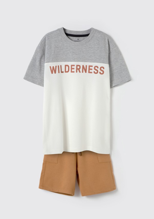 Encontraproduto.com.br - Conjunto Curto Infantil Menino Com Estampa - Cinza